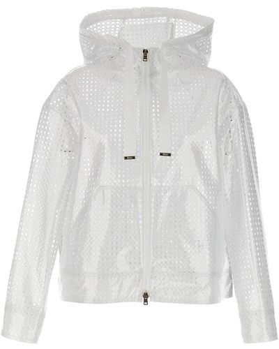 Herno Plasticized Crochet Hooded Jacket - White