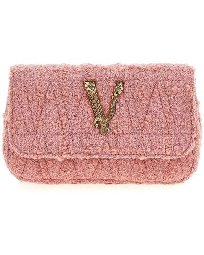 Versace Umhängetasche Aus Tweed Mit Logo - Pink