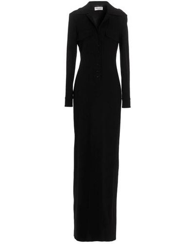 Saint Laurent Double Sablè Long Dress - Black