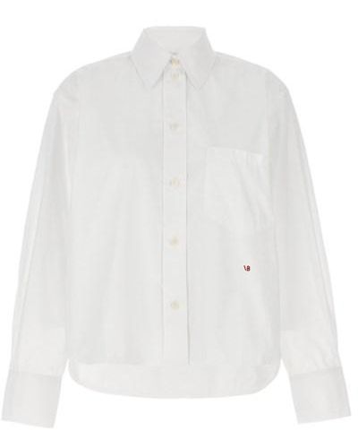 Victoria Beckham Cropped Shirt With Logo Embroidery - White
