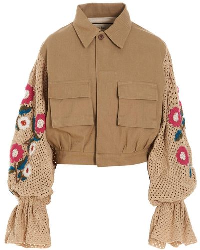 TU LIZE Crochet Sleeves Jacket - Natural