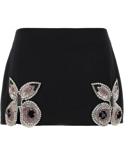 Area 'embroidered Butterfly Mini' Skirt - Black
