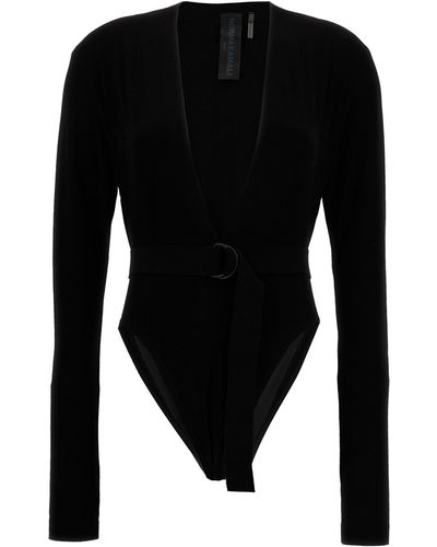 Norma Kamali Deep V-neck Bodysuit - Black