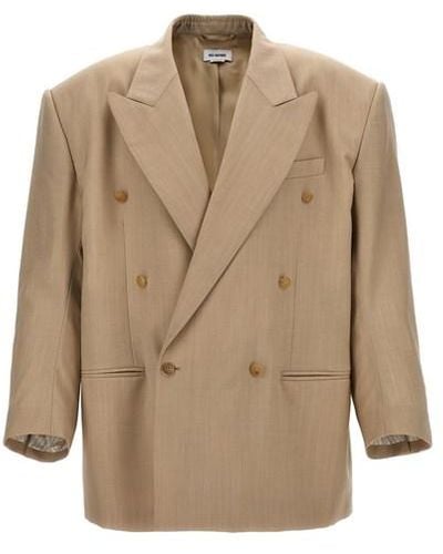 Hed Mayner Double-breasted Wool Blazer - Natural