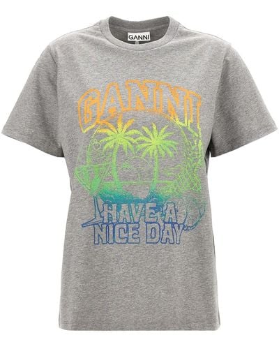 Ganni T-Shirt "Have A Nice Day" - Mehrfarbig