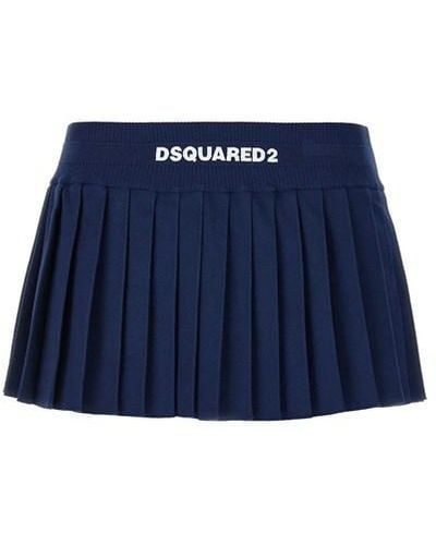 DSquared² Mini Pleated Skirt - Blue