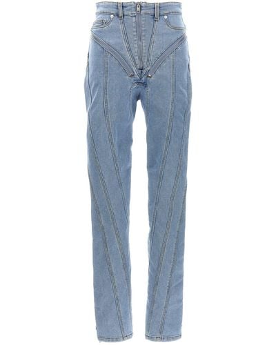 Mugler Jeans "Zipped Spiral" - Blau