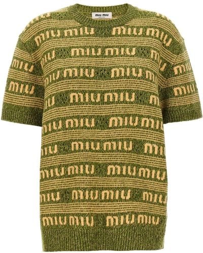 Miu Miu Pullover Mit Logo - Grün