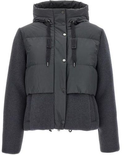 Brunello Cucinelli Two-material Down Jacket - Black