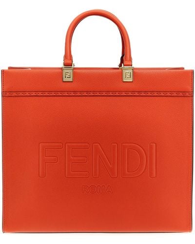 Fendi ' Sunshine' Midi Shopping Bag - Red