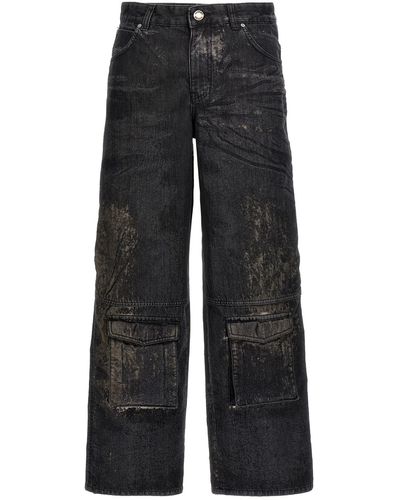 Pinko Jeans "Cargo Denim Devorè" - Schwarz