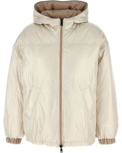 Brunello Cucinelli Laminated Reversible Down Jacket - Natural