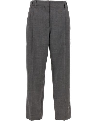Brunello Cucinelli Trousers With Front Pleats - Grey