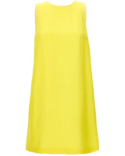 Twin Set Satin Dress With Chain Detail - Yellow