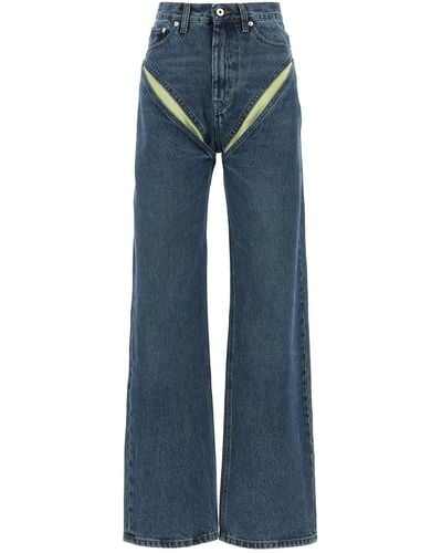 Y. Project 'evergreen Cut Out' Jeans - Blue