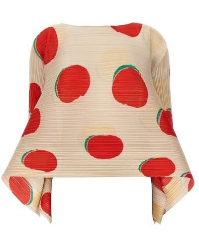 Pleats Please Issey Miyake 'bean Dots' Top - Red