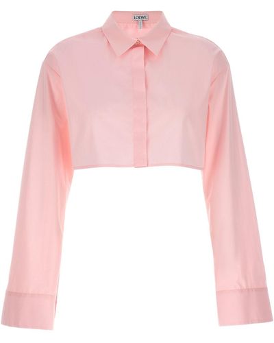 Loewe Cropped-Hemd Aus Baumwolle - Pink