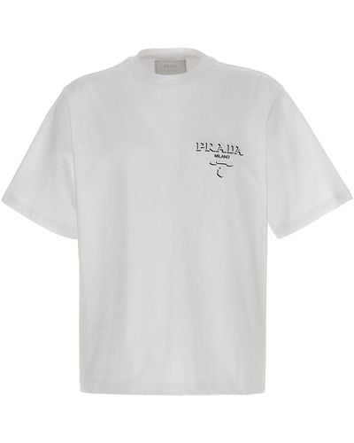 Prada T-Shirt Mit 3D-Logo - Weiß