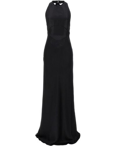 N°21 Lace Satin Long Dress - Black