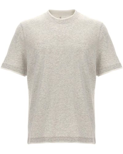 Brunello Cucinelli Doppellagiges T-Shirt - Weiß