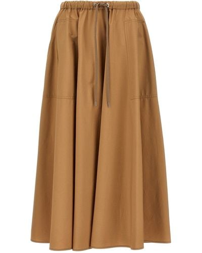 Moncler Poplin Midi Skirt - Brown