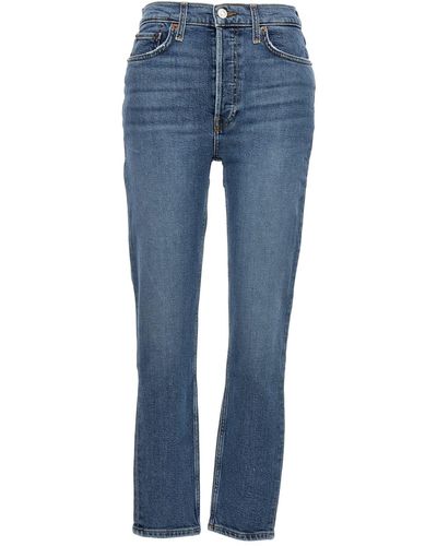 RE/DONE Jeans '90S High Rise Ankle Crop' - Blau