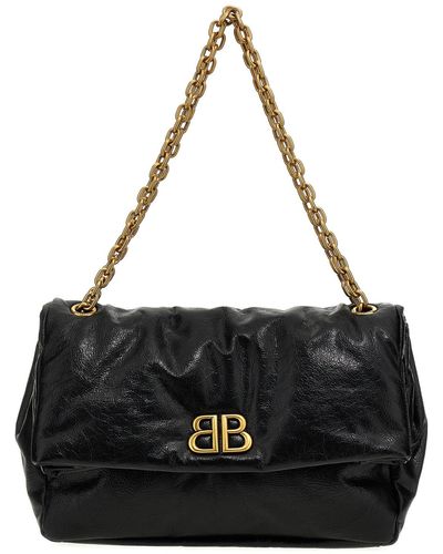 Balenciaga 'monaco Chain Bag' Midi Shoulder Bag - Black
