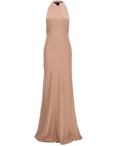 N°21 Lace Satin Long Dress - Natural