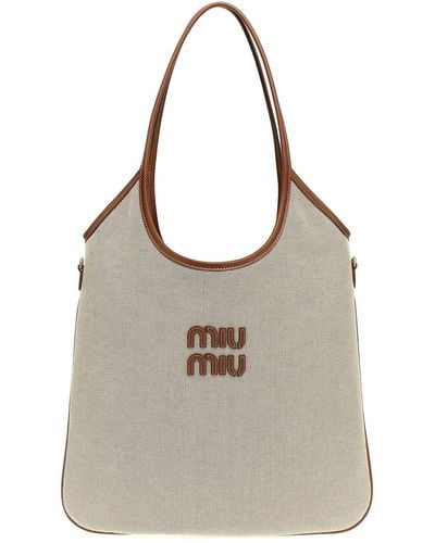 Miu Miu Shopping Canvas Logo - Grey