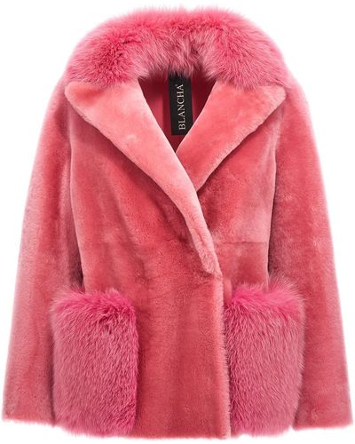 Blancha 'merino Straight-volpe Shadow' Fur Coat - Pink