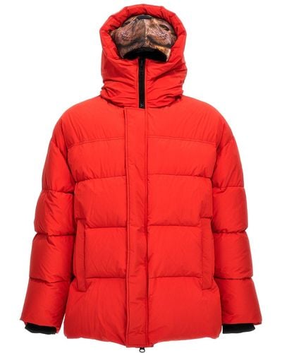 Doublet 'animal Trim' Down Jacket - Red