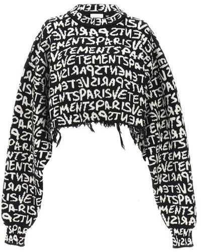 Vetements 'graffiti Monogram' Sweater - Black