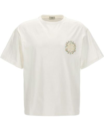 Etro T-Shirt Mit Logostickerei - Weiß