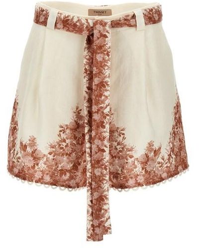 Twin Set Embroidery Shorts - Pink