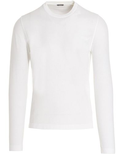 Zanone T-Shirt Aus Ice-Baumwolle Mit Langen Ärmeln - Weiß