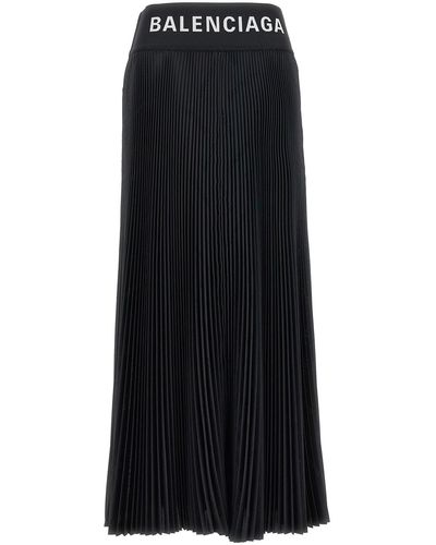 Balenciaga Logo Pleated Skirt - Black