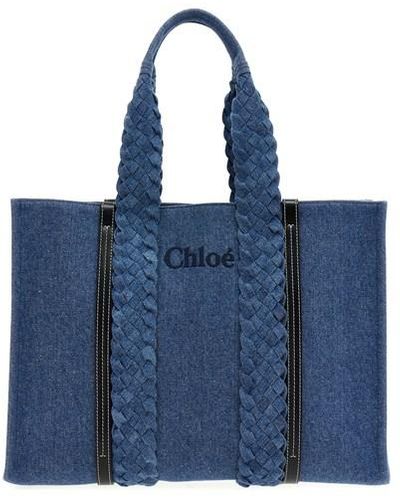 Chloé 'woody' Large Shopping Bag - Blue