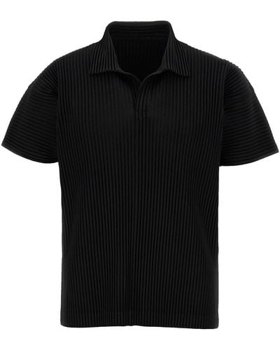 Homme Plissé Issey Miyake Pleated Polo Shirt - Black