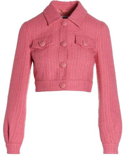 Moschino Cropped-Jacke Aus Tweed - Pink