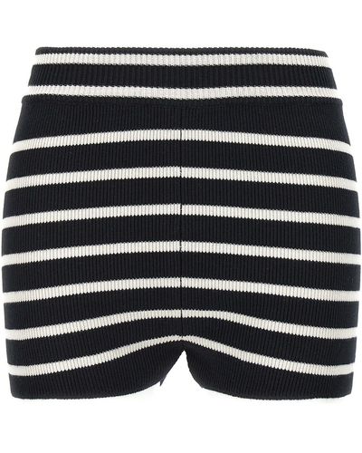 Ami Paris Striped Knitted Shorts - Black