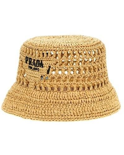 Prada Crochet Logo Bucket Hat - Metallic