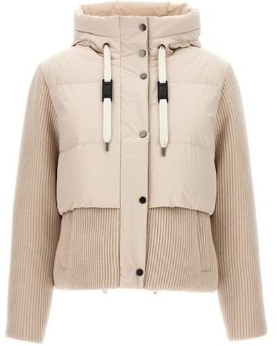 Brunello Cucinelli Two-material Down Jacket - Natural