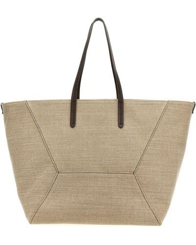Brunello Cucinelli Canvas Large Shopping Bag - Brown