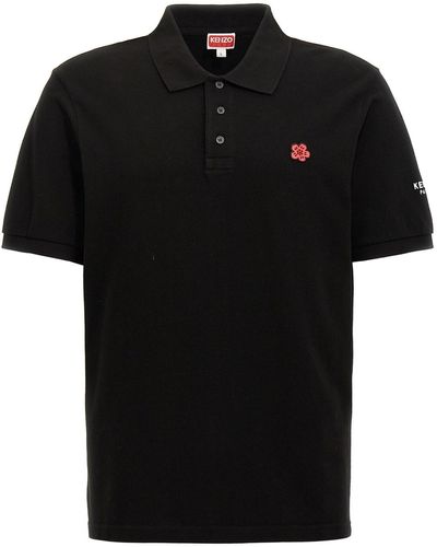 KENZO Logo Embroidery Polo Shirt - Black