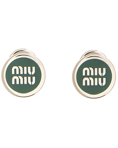 Miu Miu Logo Earrings - White