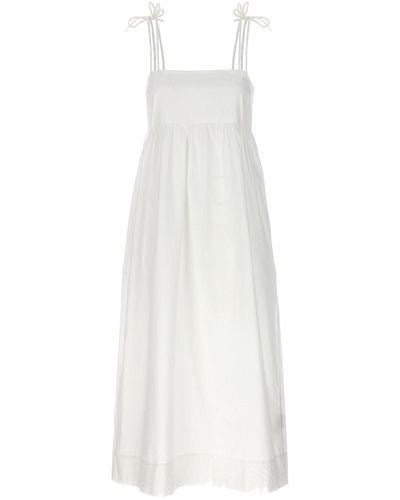 Ganni Midi-Kleid Mit Schleife - Weiß
