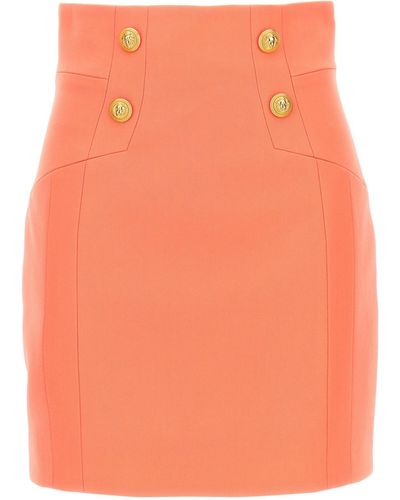 Balmain Logo Button Skirt - Orange