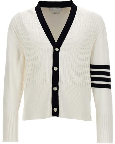 Thom Browne Cardigan "Placed Baby Cable" - Weiß