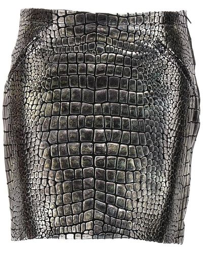 Tom Ford Laminated Croc Skirt - Black