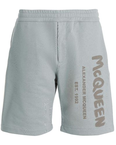 Alexander McQueen Bermuda-Shorts Mit Logo-Druck - Grau